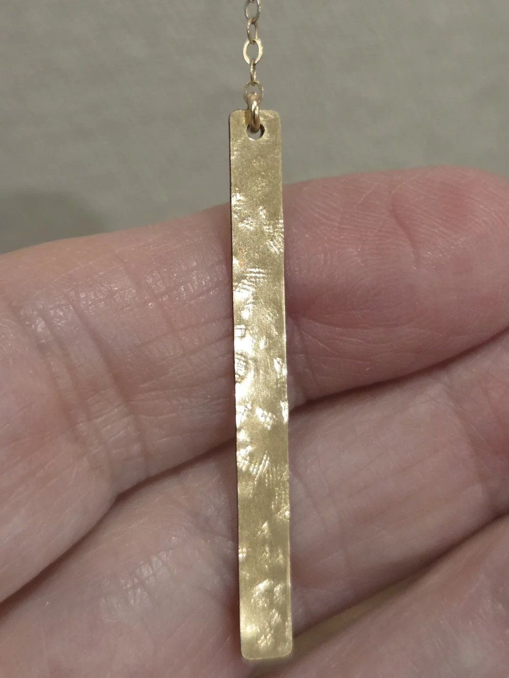 Delicate Gold Tone Y-Necklace - Elegant Bar Pendant - 1/20 14k GF